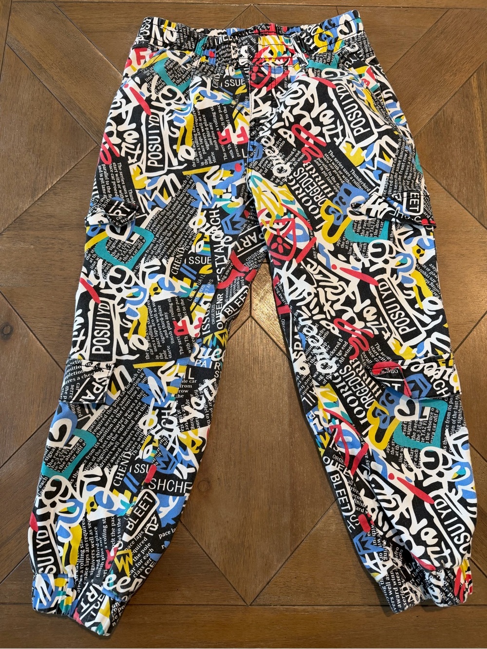 VIP Jeans Sculpting Stretch Destruction Fashion Print Jogger Pants Size 7/8 vtg